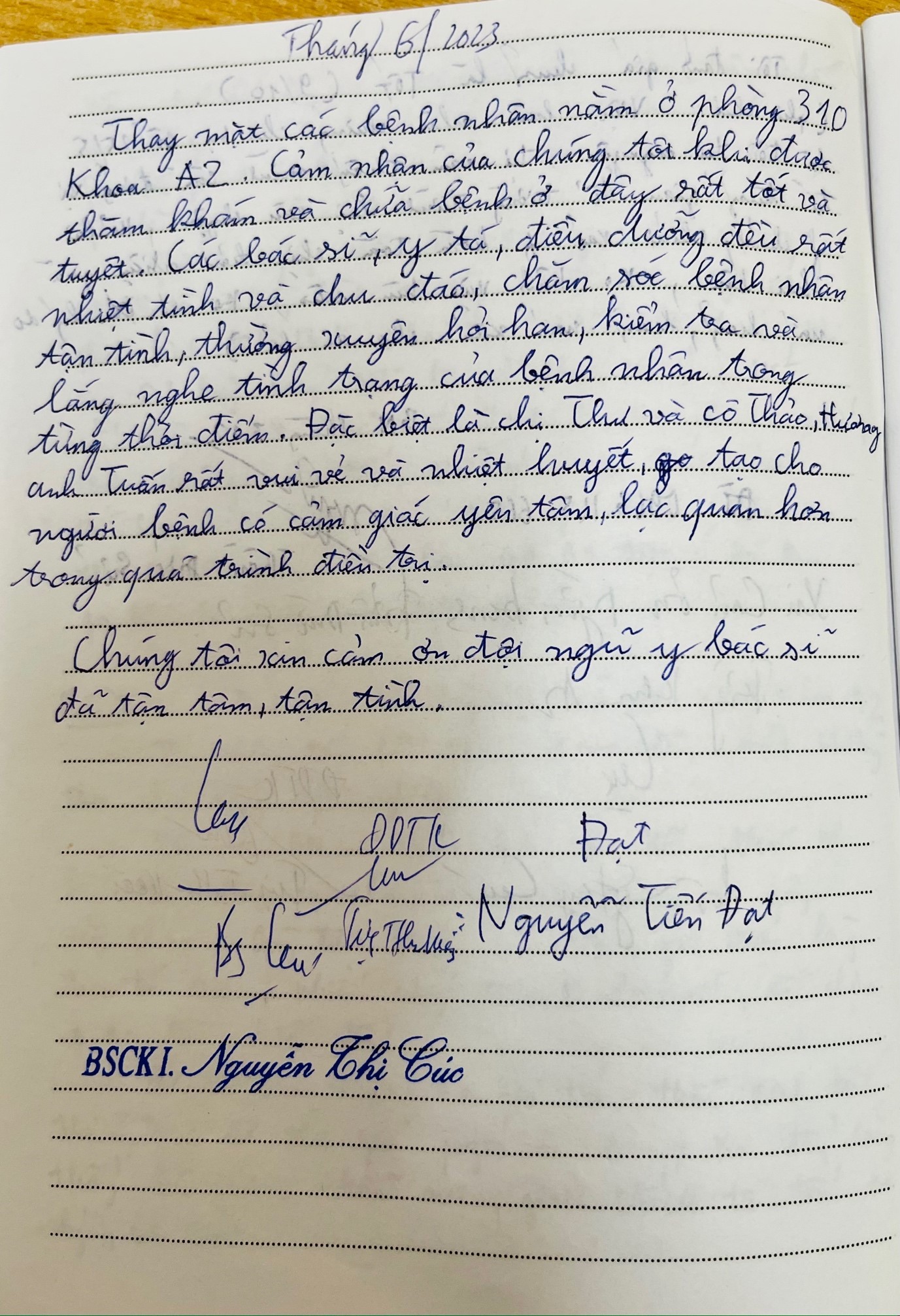 Những lời cảm ơn chân tình của bệnh nhân gửi các y bác sĩ khoa Nội A2 - Bệnh viện Giao thông vận tải