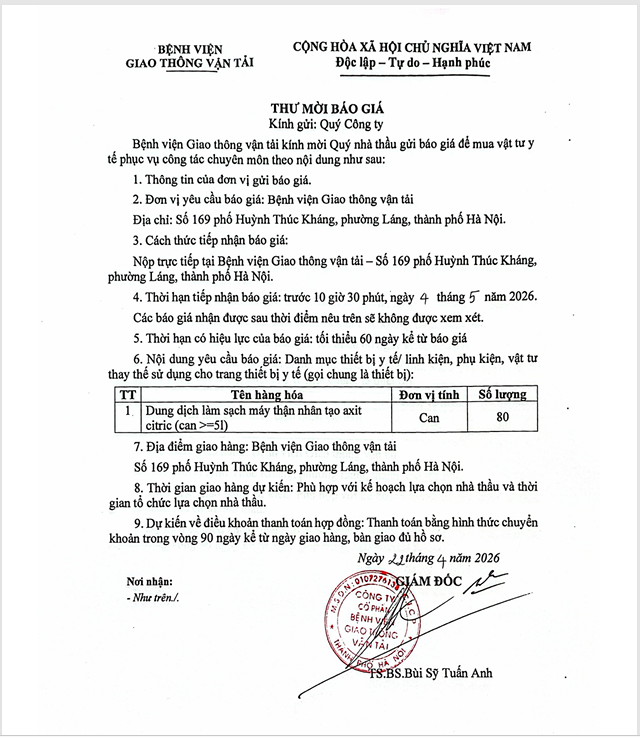 2026.4.22. Thư mời báo giá acid citric