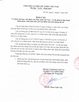 BÁO CÁO DANH SÁCH HỌC VIỆN HỮU NGHỊ VIỆT NAM - CU BA ĐĂNG KÝ THỰC HÀNH KHÁM BỆN, CHỮA BỆNH NĂM 2025