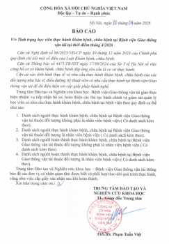 BÁO CÁО tình trạng học viên thực hành khám bệnh, chữa bệnh tại Bệnh viện Giao thông vận tải tại thời điểm tháng 4/2026