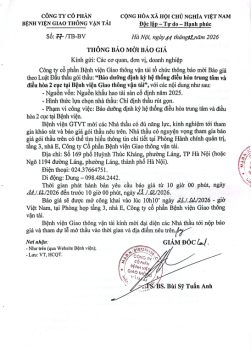 THÔNG BÁO MỜI BÁO GIÁ “Bảo dưỡng định kỳ hệ thống điều hỏa trung tâm và điều hòa 2 cục tại Bệnh viện Giao thông vận tải”