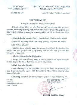 THƯ MỜI BÁO GIÁ 