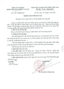 THÔNG BÁO MỜI BÁO GIÁ gói thầu: 