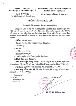 THÔNG BÁO MỜI BÁO GIÁ 