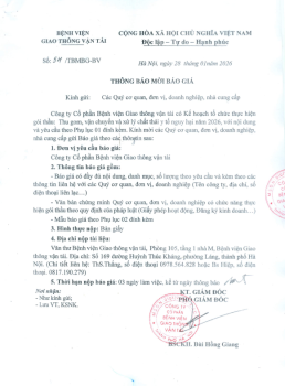 THÔNG BÁO MỜI BÁO GIÁ GÓI THẦU 