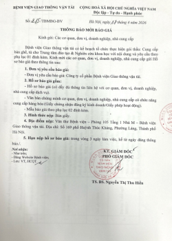 THÔNG BÁO MỜI BÁO GIÁ 