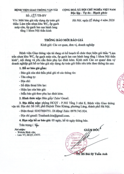 THÔNG BÁO MỜI BÁO GIÁ 