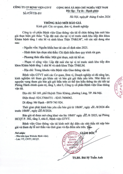 THÔNG BÁO MỜI BÁO GIÁ gói thầu: “Lắp đặt mái che tại vị trí trước sảnh khu tiếp đón khoa Khám bệnh tầng 1 nhà M và sảnh khoa Thận TN&LM”