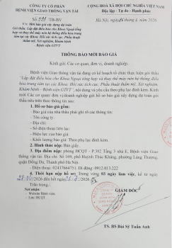 THÔNG BÁO MỜI BÁO GIÁ Lắp đặt điều hòa cho Khoa Ngoại tổng hợp và thay thế máy nén hệ thống điều hòa trung tâm tại các Khoa: Hồi sức tích cực, Phẫu thuật thẩm mỹ, Xét nghiệm, Khám bệnh – Bệnh viện GTVT
