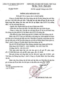 THÔNG BÁO MỜI BÁO GIÁ “Lắp đặt các cột thép để gia cố cột trụ đỡ hành lang liên thông các khu nhà B-C-D tại Bệnh viện GTVT bị xuống cấp”