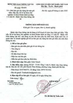 THÔNG BÁO MỜI BÁO GIÁ 
