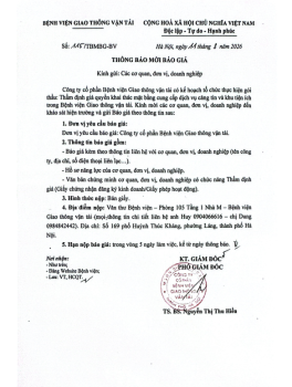 THÔNG BÁO MỜI BÁO GIÁ 