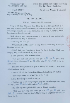 THƯ MỜI CHÀO GIÁ 