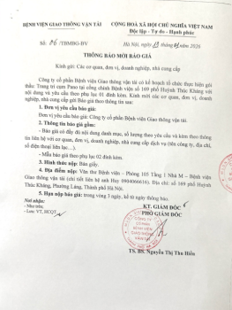 Thông báo mời báo giá 