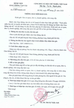 THÔNG BÁO MỜI BÁO GIÁ gói thầu 
