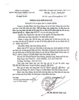 Thông báo mời báo giá gói thầu đổ bê tông, xây tường bao và bồn hoa nhà 02 (nhà K) và nhà số 3 (khu giặt là)