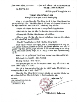 Thông báo mời báo giá gói thầu 