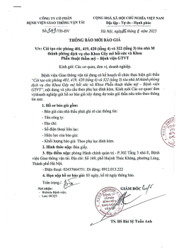 Thông báo mời báo giá 