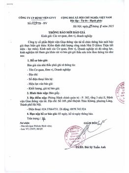 Thông báo mời báo giá thực hiện gói thầu: Kiểm định chất lượng công trình nhà D