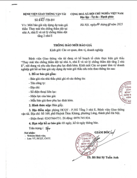 Thông báo mời báo giá gói thầu 