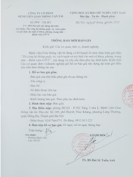 Thông báo mời báo giá 