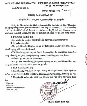Thông báo mời báo giá gói thầu: Mua sắm, lắp đặt hệ thống camera giám sát an ninh tại hành lang các khu nhà B, C, H và tại các tầng 3, 4, 5, 6 của nhà M