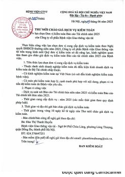 Thư mời chào giá dịch vụ kiểm toán Báo cáo Tài chính năm 2025
