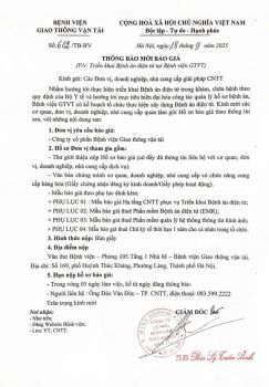 Thông báo mời báo giá dự án: Triển khai Bệnh án điện tử tại Bệnh viện GTVT