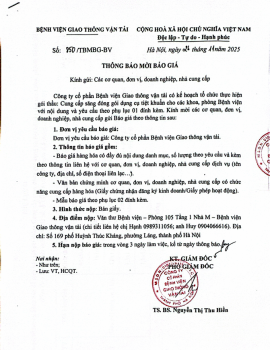 Thông báo mời báo giá gói thầu: 