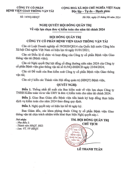 Nghị quyết Hội đồng Quản trị về việc lựa chọn đơn vị kiểm toán cho năm tài chính 2024
