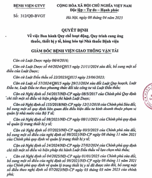 2025.04.08. Quy chế hoạt động nhà thuốc, Quy trình cung ứng thuốc, TBYT, hàng hóa vào Nhà thuốc Bệnh viện