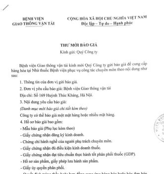 2026.06.16. Thư mời báo giá Nhà thuốc