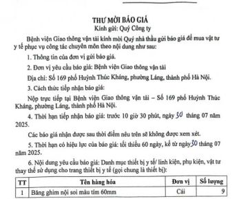 2025.07.21. Thư mời BG vật tư phòng mổ 2