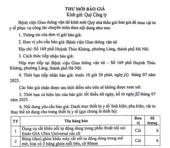 2025.07.21. Thư mời báo giá VT phòng mổ 1
