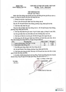 09.01.2026. Thư mời báo giá nước cất-kim bướm